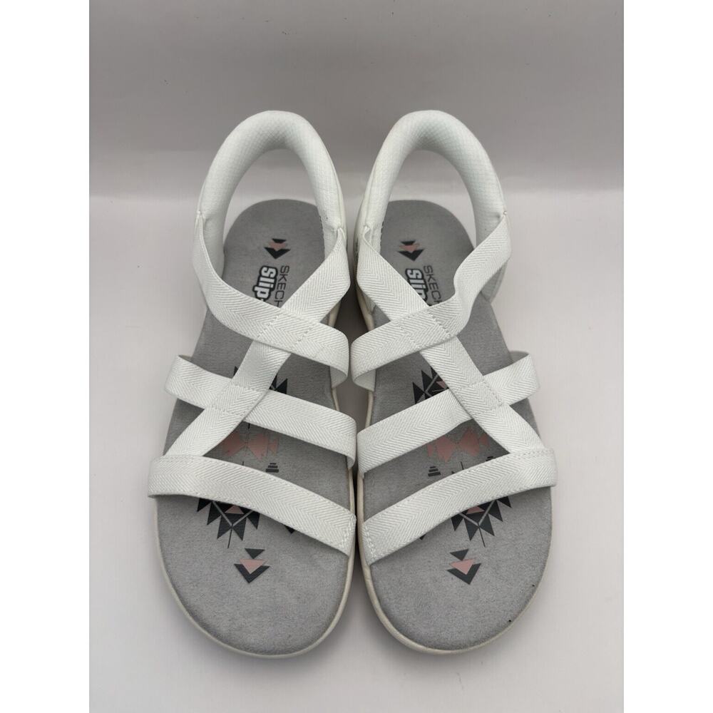 Skechers Reggae Hands Free Slip In White Sandals Women Size 7 - Picture 3 of 9